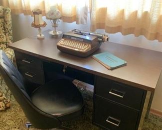 106 Chromcraft Chair, Smith Corona Coronet Typewriter  Desk
