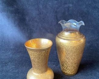 259 Gold Encrusted Glass Vases
