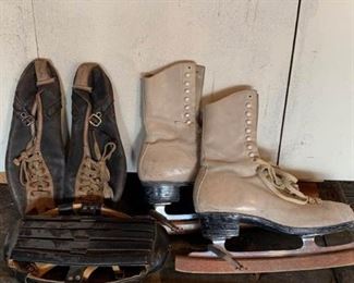 151 Vintage Track Shoes, Leather Helmet  Ice Skates