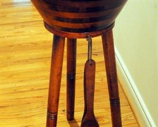 Pomerantz 17" Wood Salad Bowl On 28" Stand, And Includes Spoon And Fork