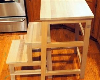 Solid Wood Pull Out 2 Step Step Stool 28" x 17.5" x 16"