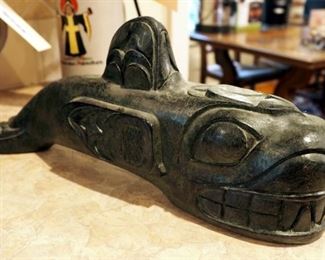 Greg Wolf Carved Soap Stone Whale 6" x 14.5"