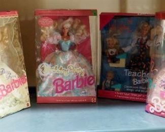 Barbie Doll Collection Including Dream Bride, Birthday Party, Birthday Surprise, And Teacher, All In Original Packaging, Total Qty 4