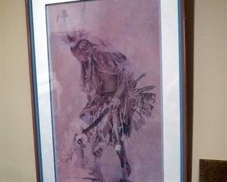 Framed Matted Under Glass David Ramos "Feather Dancer" Print, 37.5" x 25.75"