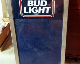 Metal Framed Bud Light Advertisement Board, 29" x 17.25"