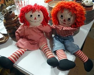 Vintage Soft Bodied Raggedy Ann And Andy Dolls
