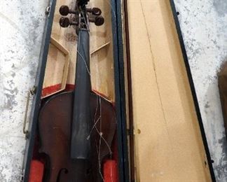Antique German Francois Guillmont Violin In GSB Wood Violin Case, Includes Bow