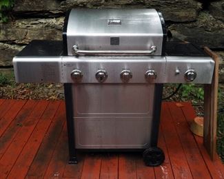 Kenmore Stainless Steel Propane BBQ Grill With Side Burner And KC Chiefs Grill Scarf, Includes Propane Tank