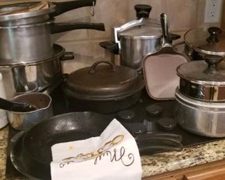 Pots. Cast iron and vintage cook ware
