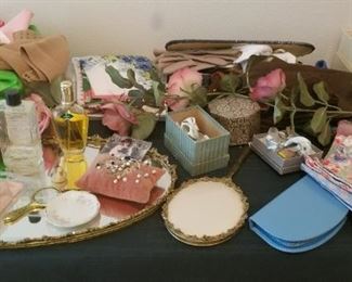 A table of beauty, gloves , scarves and more