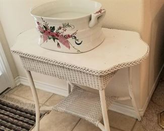 Vintage wicker and large planter