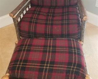 Unique Hickory wood chair w/Pendleton Padding Cushion