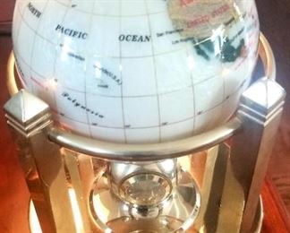 Pearl and Stone Rotating World Globe