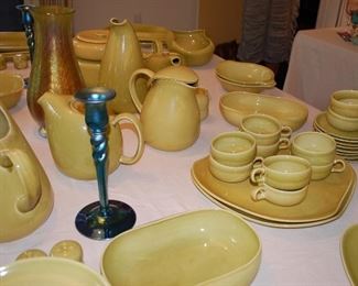 Large collection of Russel Wright "Chartreuse Curry" pottery