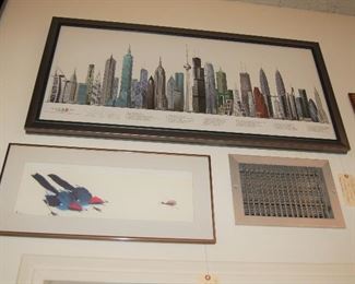 "33 World Buildings" and "The Hunt" on silk