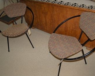 Fabric and metal barrel chairs