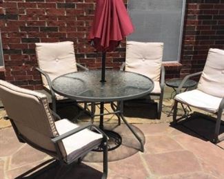 Outdoor Table and Chairs with Umbrella