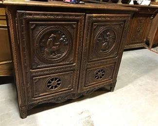 Carved French Breton sideboard