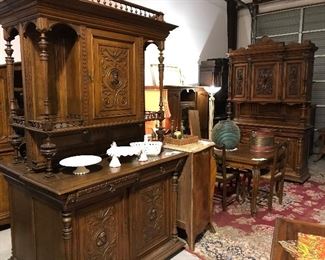 Matching pair carved French cabinets