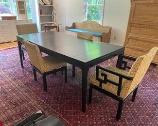 fantastic MCM Baker dining table and chairs.  Orientalist-inspired design 76 x 38 x 29 (2 leaves)  