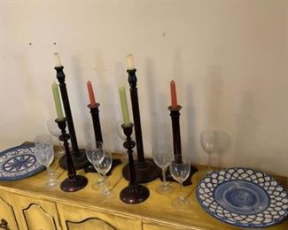 Candlesticks, Pottery, Glassware