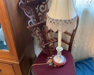 Chair, Lamp, Shelf
