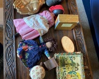 Dolls, Books, Needle Cushion, Bronze Hands