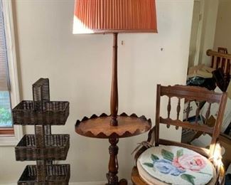 Lamp Table, Chair, Wicker