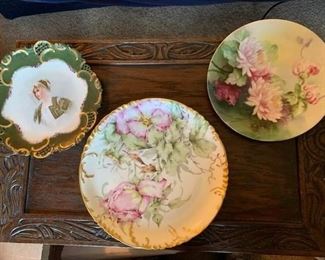 Porcelain Portrait Plate and 2 Floral Plates