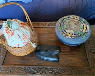 Two Sewing Baskets and a Sad Iron