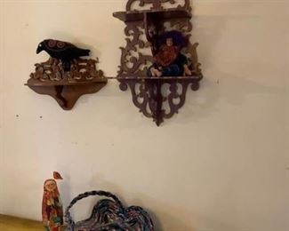 Wall Shelves, Carved Wood Doll, Resin Doll