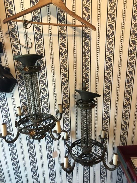 two of those very hard to display very old chandeliers