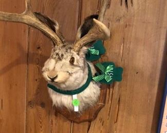 real bunny fur, real horns, called a jackalope.  the spelling is subject to correction
