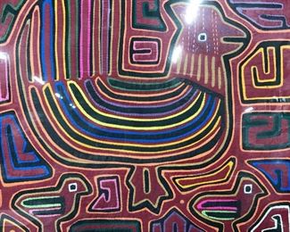 Kuna Native People’s Framed Tapestry