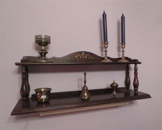 brass assortment and shelf