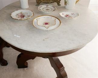 Darling Antique Marble top table, Art Nouveau Letter Holder, RS Prussia and Limoges