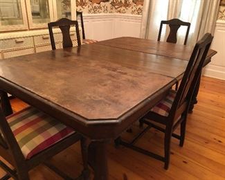 Antique Walnut Table with Chairs