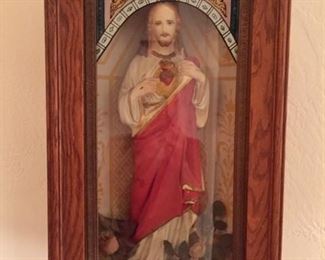 Sacred Heart Christ Figure in Antique Display Box
