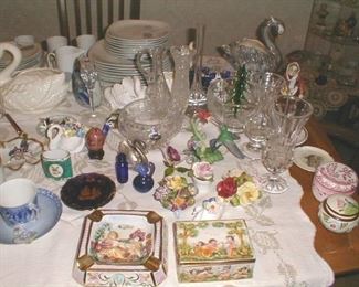 capodimonte, porcelain boxes, swan figurines, teacups ...