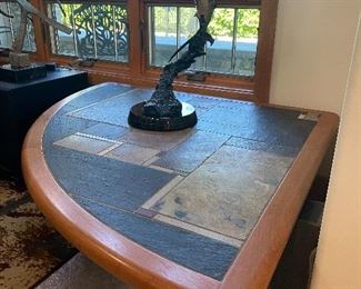 Slate and stone top corner table
