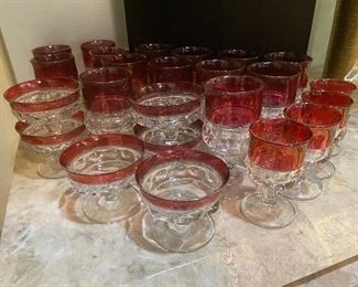 Vintage King's Crown-Cranberry Flashed stemware
by Tiffan-Franciscan