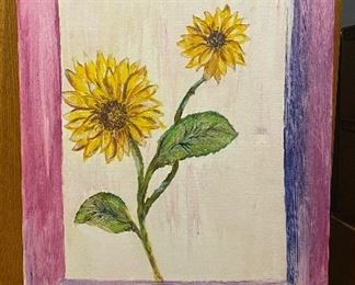 Original oil painting sunflowers by M. Mooradian