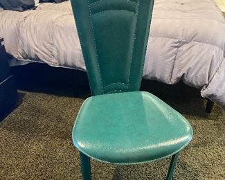 Modern leather turquoise upholstered chair