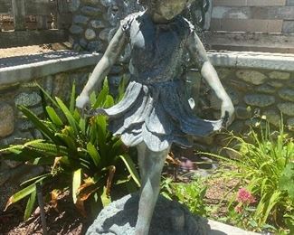 Large bronze statue of garden angel girl