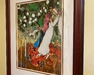 Marc Chagall print, The Three Candles
Frame: 26-1/2” x 33”, art 16” x 22”