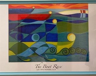 "The Boat Race," San Diego Rowing Club lithograph by Joseph Allen