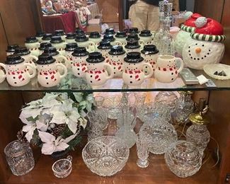 Santa ceramic mugs and Santa the Snowman cookie jar