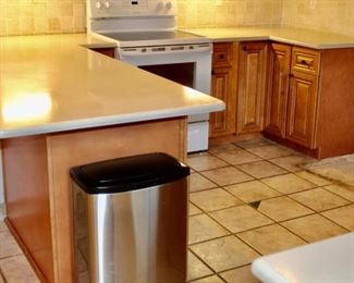 Wood cabinets solid wood dovetail drawers. If you are interested in the kitchen cabinets I have measurements and layout of the entire kitchen I can email or text you photos