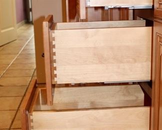 Solid wood cabinets dovetail drawers soft glide drawers soft close doors