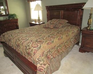 Queen bed- Kincaid Laura Ashley Keswick- This will be sold as a set- Bed, dresser with mirror, 2 nightstands and armoire